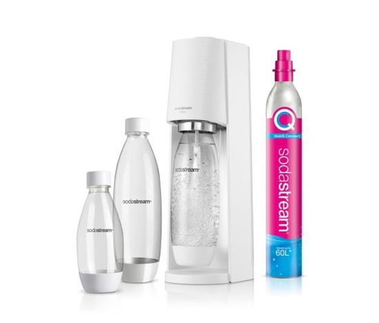 SodaStream Terra Megapack výrobník sody, mechanický, bombička s CO2, 3 láhve, bílá