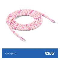 Club3D Kabel s korálky USB-C, 480Mbps, PD 60W, 2m, růžová