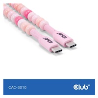 Club3D Kabel s korálky USB-C, 480Mbps, PD 60W, 2m, růžová