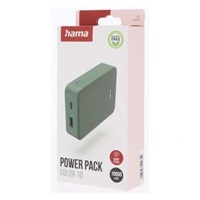 Hama Colour 10, powerbanka 10000 mAh, 3 A, výstup: USB-C, USB-A, zelená