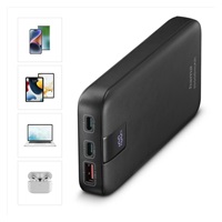Hama PD 10 powerbanka, 10000 mAh, PD, Qualcomm, 3 výstupy: 2x USB-C, 1x USB-A, LED displej