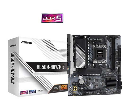 BAZAR - ASRock MB Sc AM5 B650M-HDV/M.2, AMD B650, 2xDDR5, 1xDP, 1xHDMI, mATX - Po opravě (Bez příslušenství)