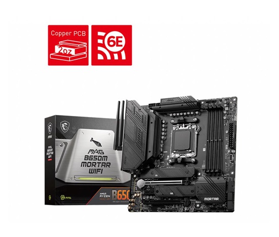 BAZAR - MSI MB Sc AM5 MAG B650M MORTAR WIFI, AMD B650, 4xDDR5, 1xDP, 1xHDMI, WI-FI, mATX - Po opravě (Bez příšlušenství)