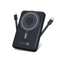 CONNECT IT Powerbanka TravelCharge, MagSafe, 10000mAh, USB-C, Lightning, Šedá