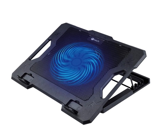 C-TECH chladící podložka pod NTB CLP-S100, Až 17", 1x 140mm, 2x USB, modré podsvícení