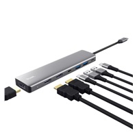 TRUST Dokovací stanice DALYX 7v1, 1xDP, 2xHDMI, 2xUSB-C, 2xUSB, šedá