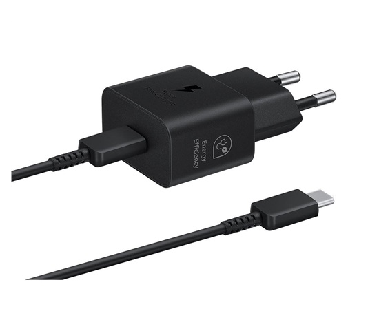 Samsung síťová nabíječka EP-T2510XBE + kabel USB-C, 25W, černá