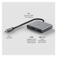 TP-Link UH3020C USB-C hub 3v1 (1xUSB3.2Gen1,1xUSB-C3.2Gen1, 1xHDMI, PD 100W)
