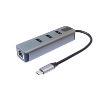 PremiumCord Adapter USB-C na Gigabit 10/100/1000Mbps + 3x USB3.2 konektor
