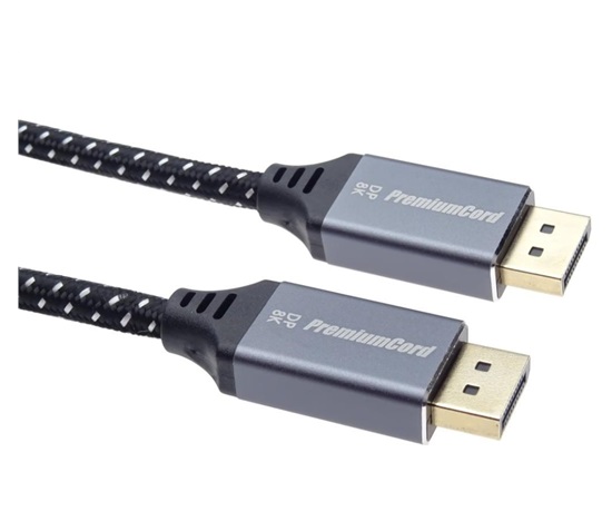 PremiumCord DisplayPort 1.4 přípojný kabel pro rozlišení 8K, kovové a zlacené konektory, 5m
