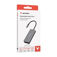 VERBATIM Dokovací stanice USB-C, 6v1, RJ45, HDMI, USB-C PD, 3xUSB 3.0, šedá