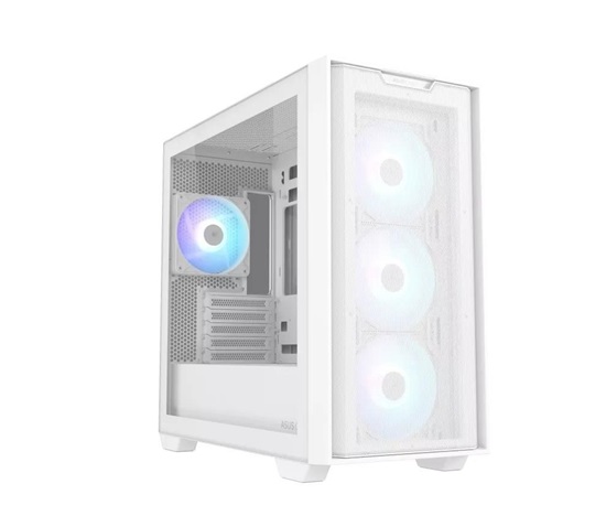 BAZAR ASUS case A21 PLUS, Mini Tower, průhledná bočnice, 4x 120mm ARGB Fan, bílá (POŠKOZENÝ OBAL)