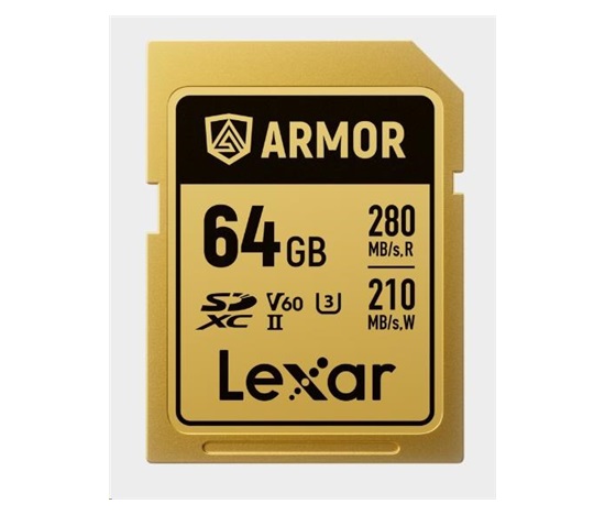 Lexar SDXC ARMOR Gold UHS-II U3, Stainless Steel, IP68 R280/W210 (V60) 64GB