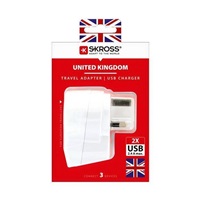 SKROSS cestovní adaptér UK USB pro použití ve Velké Británii, typ G