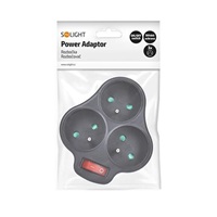 Solight rozbočka, 3 x 10A, černá, vypínač