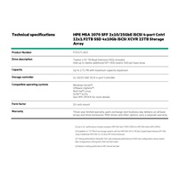 HPE MSA 2070 SFF 2x10/25GbE iSCSI 4-port Cntrl 12x1.92TB SSD 4x10Gb iSCSI XCVR 23TB Storage Array