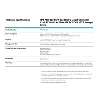 HPE MSA 2070 SFF 2x32Gb FC 4-port Controller 12x1.92TB SSD 4x32Gb SFP FC XCVR 23TB Storage Array