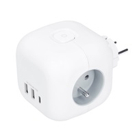 Solight rozbočka kostka, 3x 16A + USB A+C, bílá, vypínač