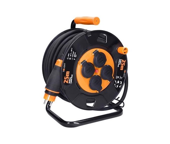 Solight 4z prodlužovací přívod - na bubnu, 25m guma H07RN-F, 3x 2,5mm2, IP44