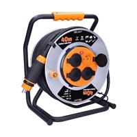 Solight prodlužovací přívod - na kovovém bubnu, 4 zásuvky, 40m kabel guma-neopren, 3x 2,5mm2, IP44