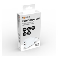 Solight USB-C + USB-A fast charger GaN 20W PD