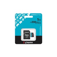 Kingston MicroSDXC karta 1TB Canvas Go! Plus, R:200/W:160MB/s, Class 10, UHS-I, U3, V30, A2 + Adaptér