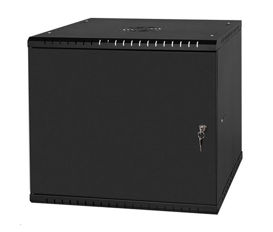 BAZAR - LEXI-Net 19" nástěnný rozvaděč Basic 9U 525x450, plechové dveře, bez zad, rozložený, černý - poškozený obal