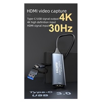 PREMIUMCORD HDMI capture/grabber pro záznam Video/Audio signálu do počítače s konektorem USB3.0 a USB-C