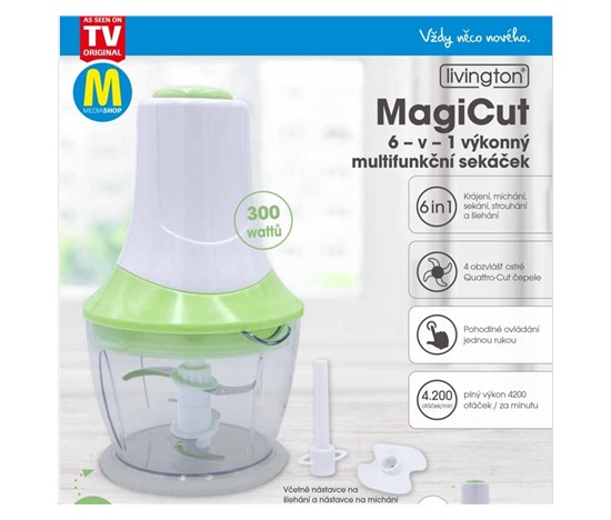 BAZAR - Livington MagiCut - 6v1 výkonný multifunkční sekáček - Poškozený obal (Komplet)