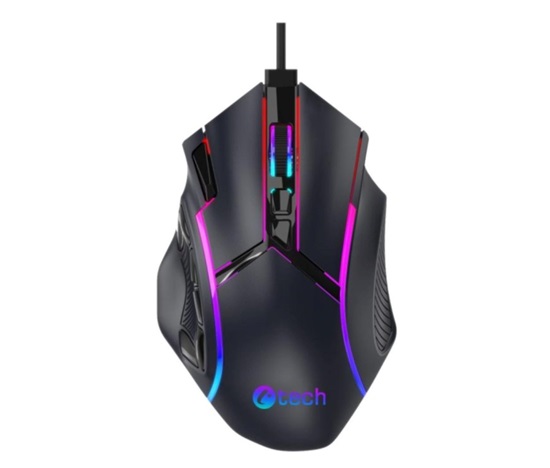 C-TECH Herní myš Akali, 12800 DPI, RGB podsvícení, USB, Černá