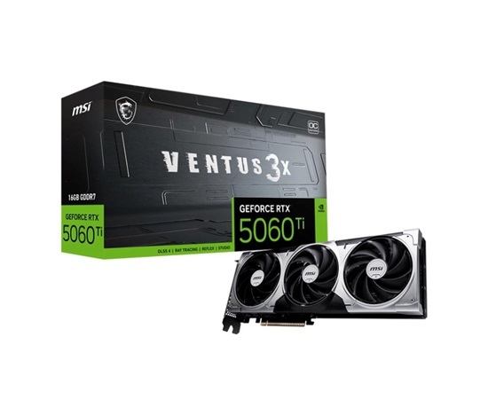 MSI VGA NVIDIA GeForce RTX 5060 Ti 16G VENTUS 3X OC, RTX 5060 Ti, 16GB GDDR7, 3xDP, 1xHDMI