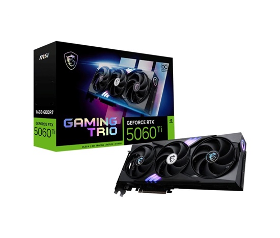 MSI VGA NVIDIA GeForce RTX 5060 Ti 16G GAMING TRIO OC, RTX 5060 Ti, 16GB GDDR7, 3xDP, 1xHDMI