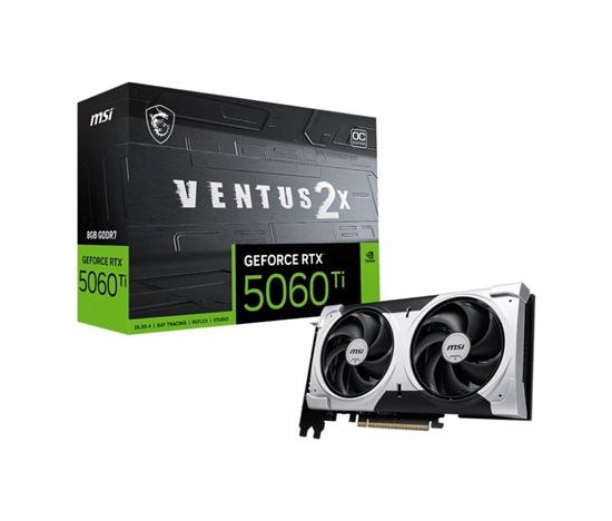 MSI VGA NVIDIA GeForce RTX 5060 Ti 8G VENTUS 2X OC PLUS, RTX 5060 Ti, 8GB GDDR7, 3xDP, 1xHDMI