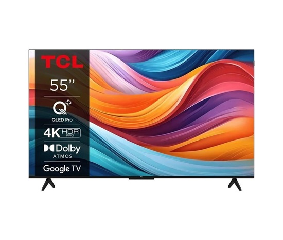 TCL 55T7B 55" TV, 4K Ultra HD, QLED, Google TV, WiFi, Bluetooth, Direct LED, Dolby Digital, HDR, Dolby Vision