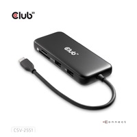 Club3D Dokovací stanice USB-C 8v1, 1xHDMI, 1xDP, 1xUSB-C, 2xUSB, 1xRJ45, černá