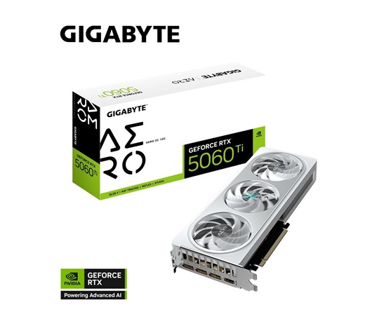 GIGABYTE VGA NVIDIA GeForce RTX 5060 Ti AERO OC 16G, 16G GDDR7, 3xDP, 1xHDMI