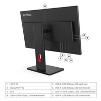 LENOVO LCD T27-40 - 27",IPS,matný,16:9,1920x1080,120Hz,4ms,300cd/m2,1500:1,HDMI,DP,VGA,USBHub,USB-C,PD15W,VESA,Pivot