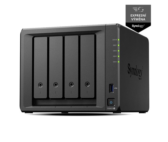 Synology DS925+ DiskStation (4C/RyzenV1500B/2,2GHz/4GBRAM/4xSATA/2xM.2/2xUSB3.2/2x2,5GbE/1xUSB-C)