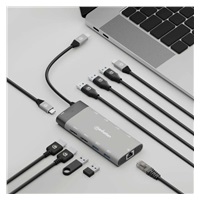 MANHATTAN Dokovací stanice USB-C 10v1, 2xHDMI, 2xUSB-C, 5xUSB, 1xRJ45, šedá