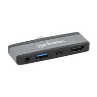 MANHATTAN Dokovací stanice USB-C 4v1, 1xHDMI, 1xUSB-C, 1xUSB, 1x3.5mm, šedá