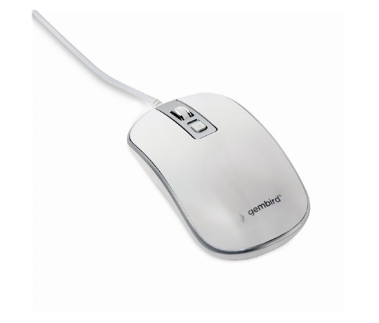 BAZAR - GEMBIRD myš MUS-4B-06-WS, drátová, optická, USB, bílá/stříbrná, poškozený obal