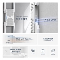 TP-Link RE655BE EasyMesh WiFi7 Extender/Repeater (BE11000,2,4GHz/5GHz/6GHz,1x2,5GbELAN)