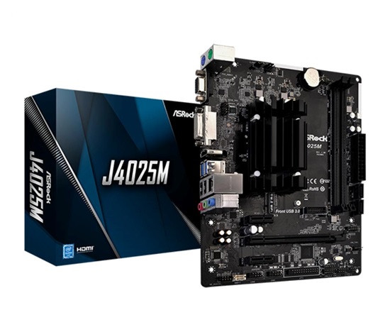 ASRock MB Intel procesor J4025M, 2xDDR4, HDMI, VGA, DVI-D, mATX