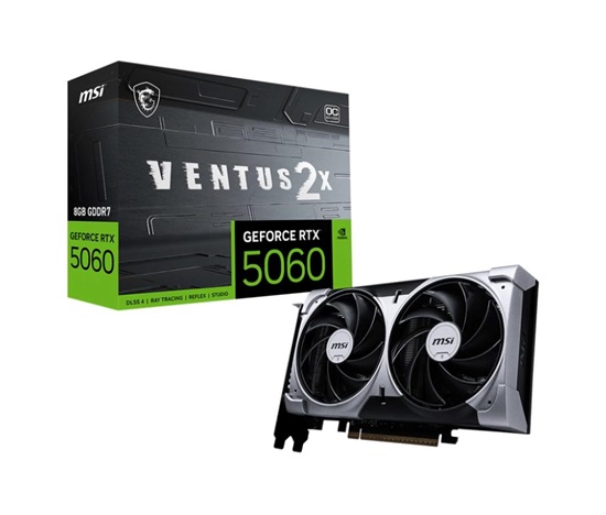 MSI VGA NVIDIA GeForce RTX 5060 8G VENTUS 2X OC, RTX 5060, 8GB GDDR7, 3xDP, 1xHDMI