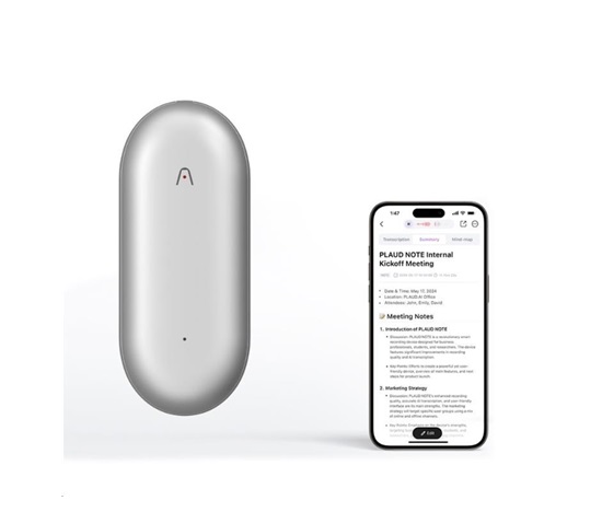 PLAUD Note Pin Silver - AI hlasový záznamník (2025)