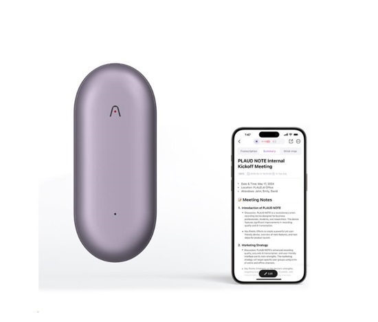 PLAUD Note Pin Purple - AI hlasový záznamník (2025)