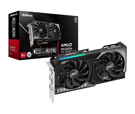 ASRock VGA AMD Radeon RX 9060 XT Challenger 8GB OC, RX 9060 XT, 8GB GDDR6, 2xDP, 1xHDMI