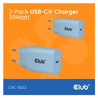 Club3D Nabíječka, USB-C, Power Delivery 15V/2A, 2-pack, modrá