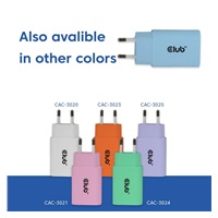 Club3D Nabíječka, USB-C, Power Delivery 15V/2A, 2-pack, modrá