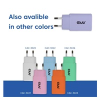 Club3D Nabíječka, USB-C, Power Delivery 15V/2A, 2-pack, fialová